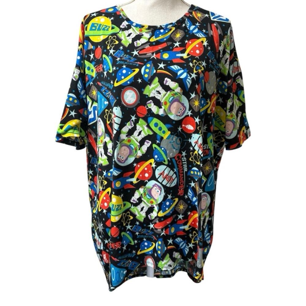Lularoe Women's Size Small Black Short Sleeve Pixar Buzz Lightyear T-Shirt Scrub